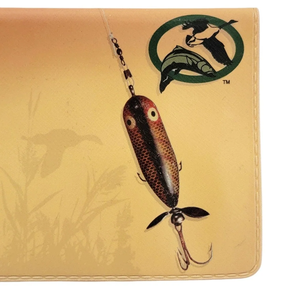 VTG Y2K Trout & Goose Fishing‎ Lure Checkbook Cover Field & Stream Vinyl 2000s